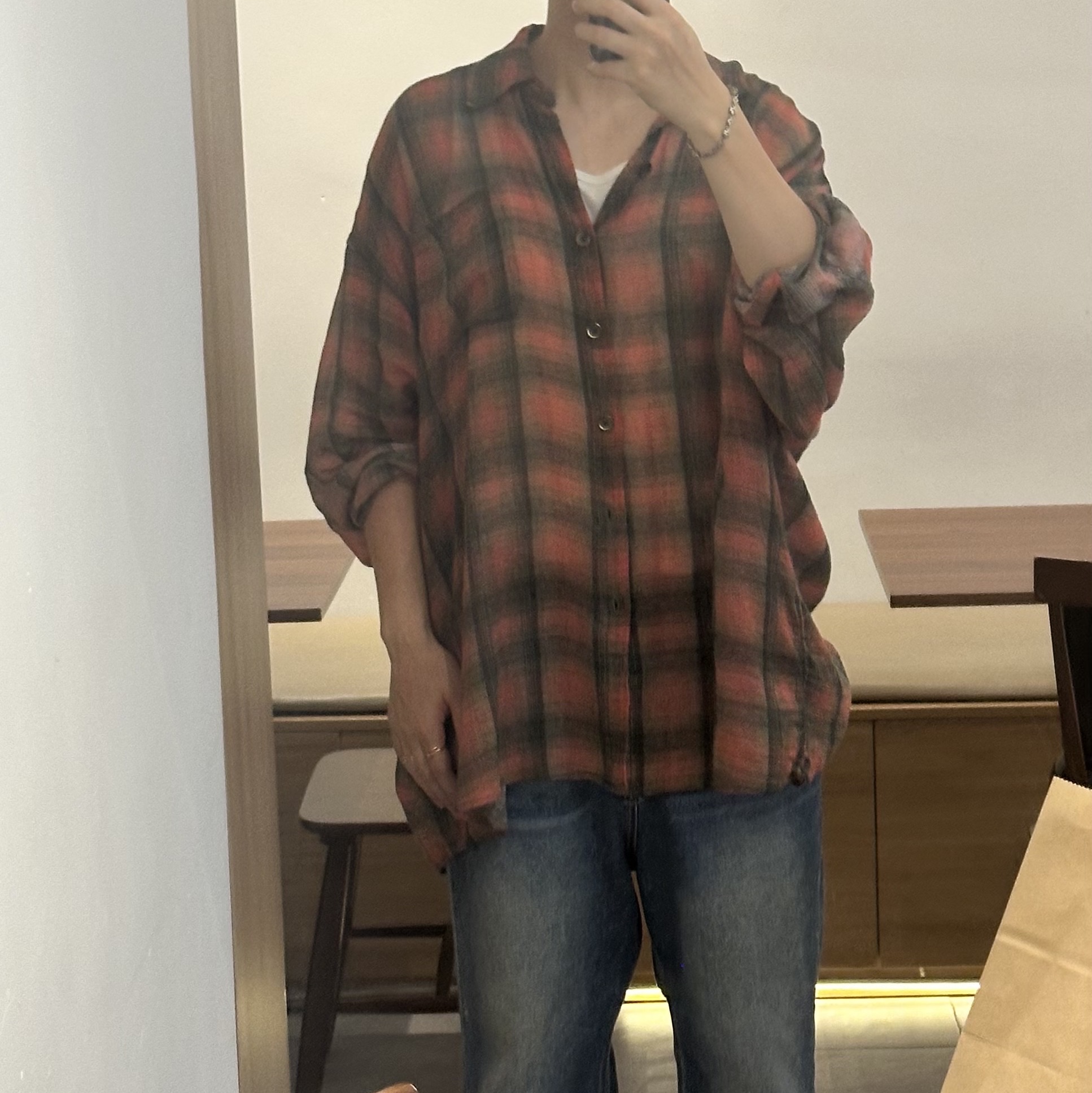 Our Legacy Borrowed Shirt Big Lumbercheck Print 착용 스타일