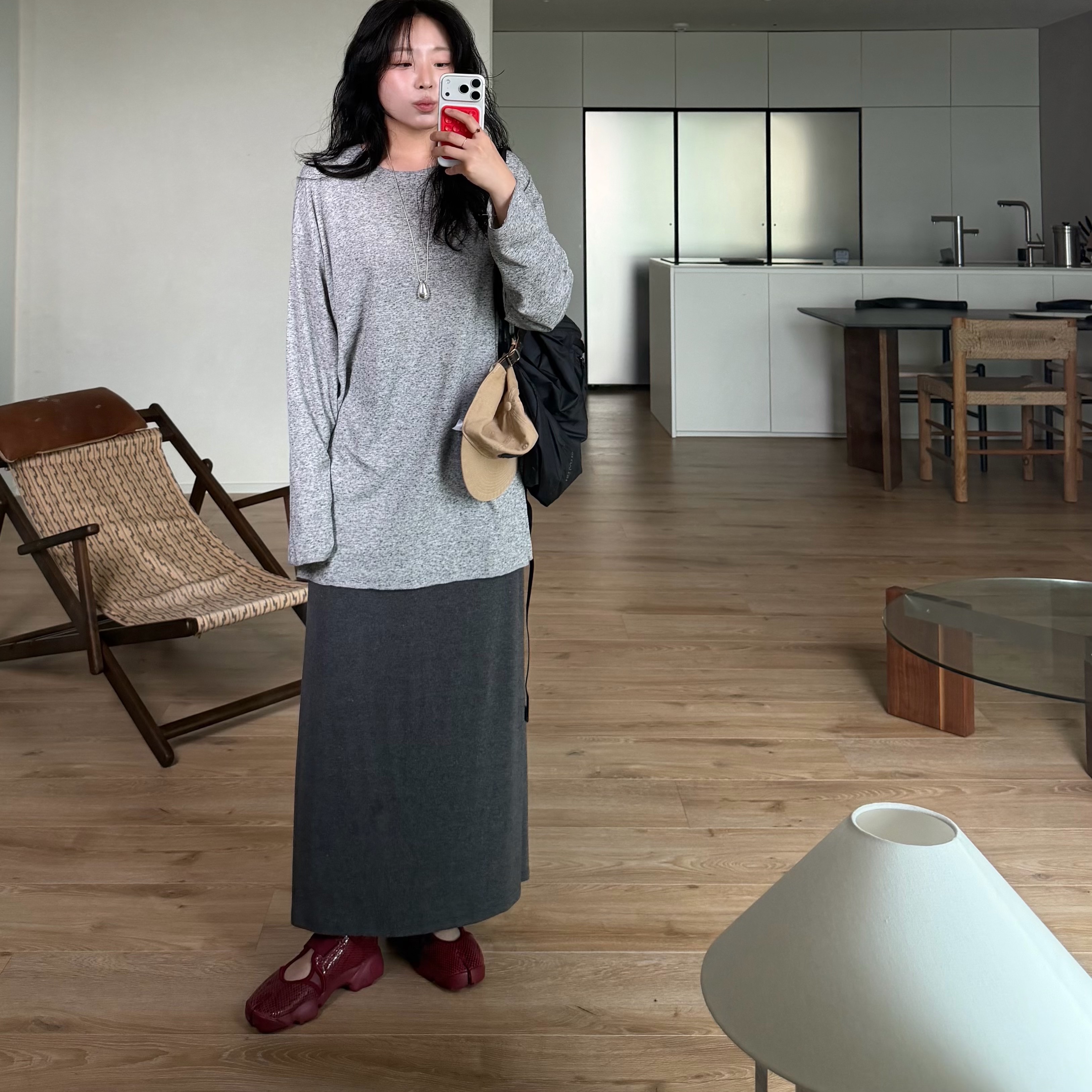 (W) Nike Air Rift Team Red 착용 스타일 - 2