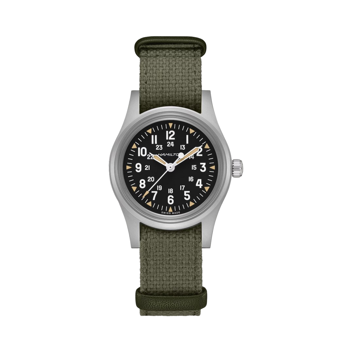 해밀턴 카키 필드 매커니컬 36mm 스테인리스 스틸 텍스타일 스트랩 그린 재팬 에디션(Hamilton Khaki Field Mechanical 36mm Stainless Steel Textile Strap Green Japan Edition)