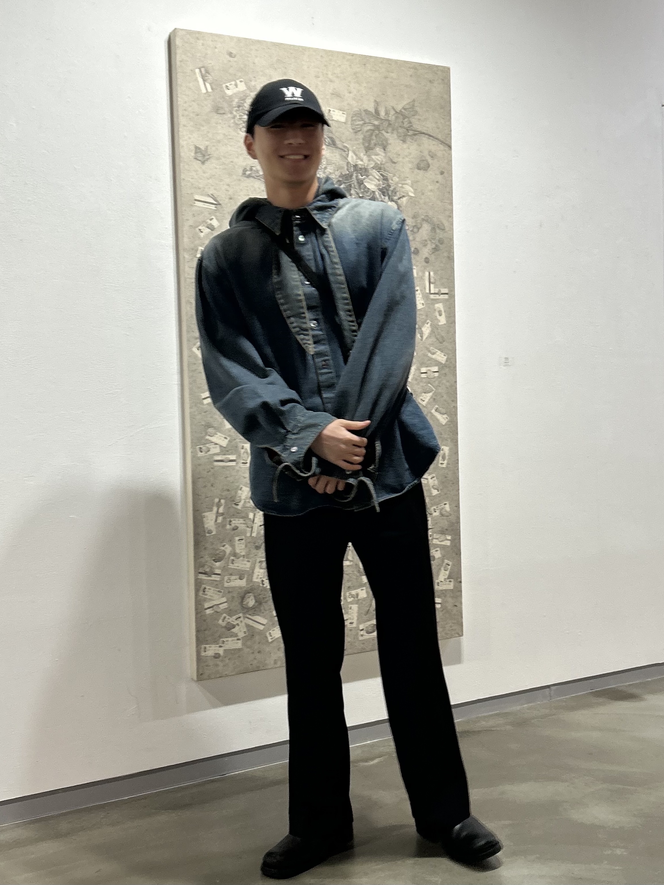 Wooyoungmi W Patch Ball Cap Black - 23SS, Wooyoungmi Knot Detail Denim Shirt Blue - 24FW 착용 스타일 - 1