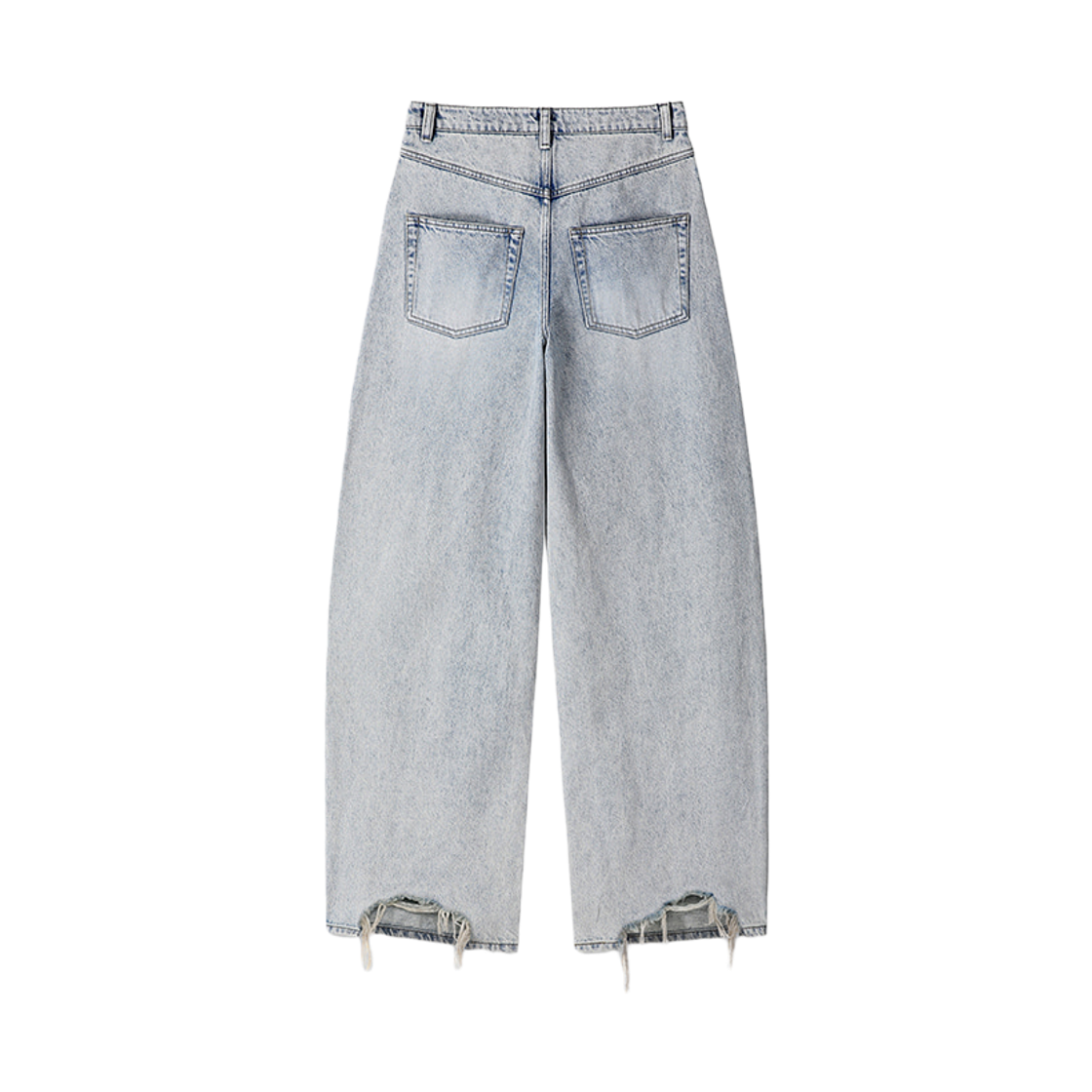 (W) 토니웩 디스트레스드 와이드 레그 데님 진 워시드 라이트 블루((W) Tonywack Distressed Wide Leg Denim Jeans Washed Light Blue) - 2