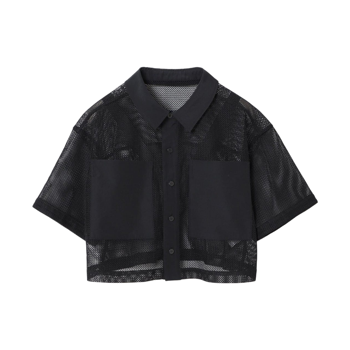 61-01-0998-370 (W) Ray Beams Mesh Cropped Shirt Black