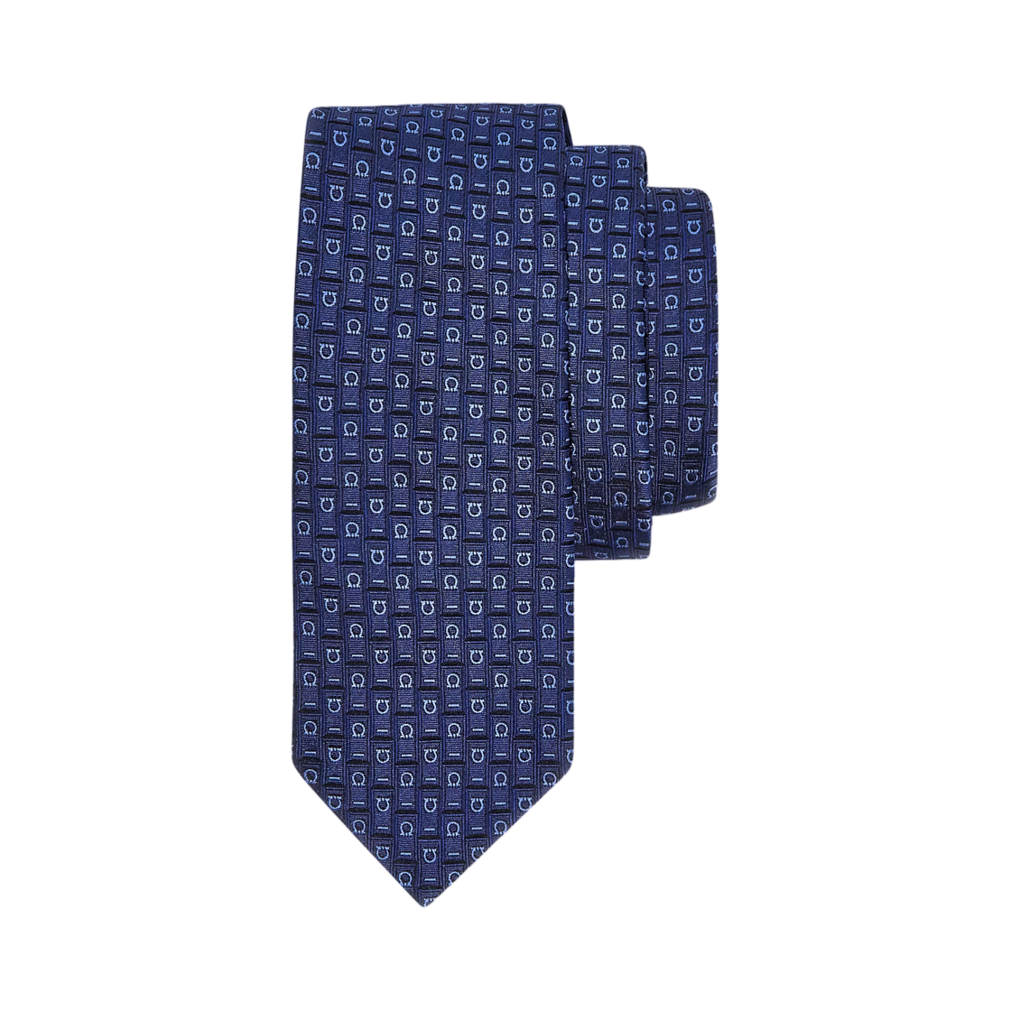 351184-776594 Ferragamo Monogram Jacquard Tie Blue