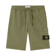 Stone Island 6200011 Organic Cotton Fleece Regular-Fit Jogger Shorts with Cargo Pocket Military Green - 26SS