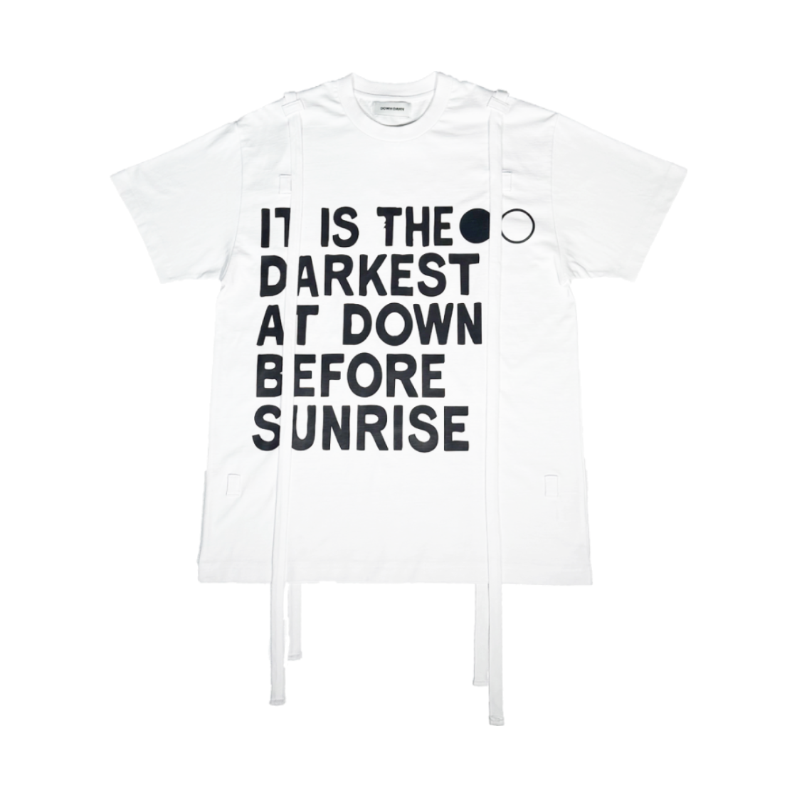 던다운 유니섹스 스트랩 프린팅 반팔 티셔츠 - 화이트(DAWNDOWN Unisex Strap Printing Half Sleeve T-Shirt White)