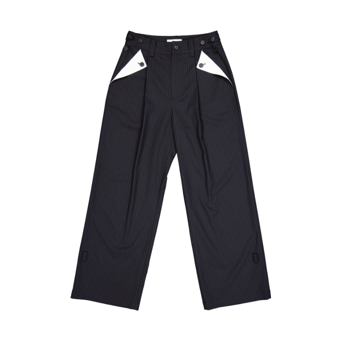 던다운 시그니처 투웨이 배색 포켓 슬랙스 - 블랙(DAWNDOWN Signature Two-Way Contrast Pocket Trousers Black)
