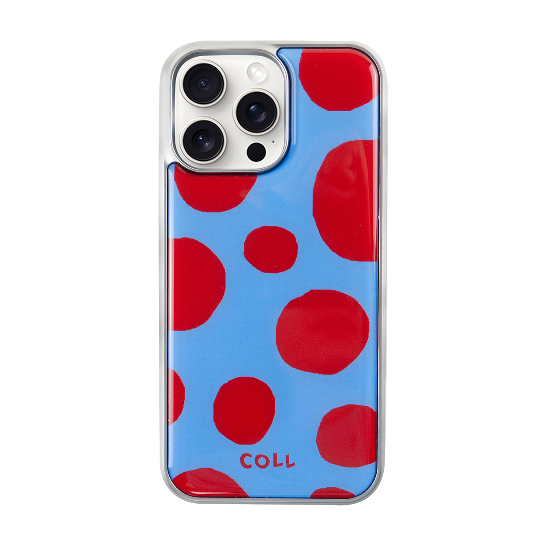 꼴라주바캉스 폴카 도트 실버 에폭시 범퍼 케이스 블루(COLLAGEVACANCE Polka Dot Silver Epoxy Bumper Case Blue)