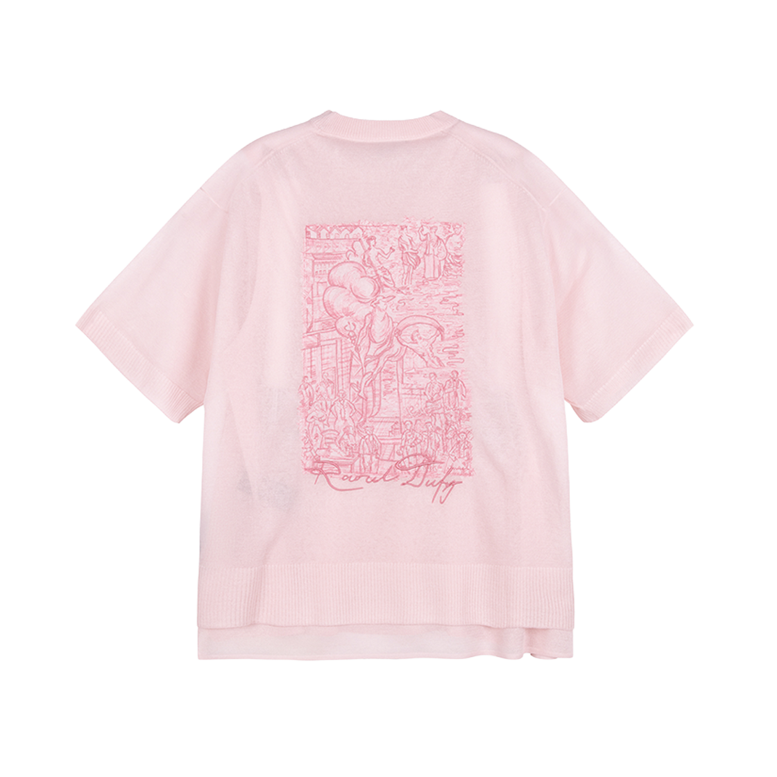 BI3KT309PK ZIOSONGZIO COLLECTION Raoul Dufy Sheer Layered Crewneck Knit Pink