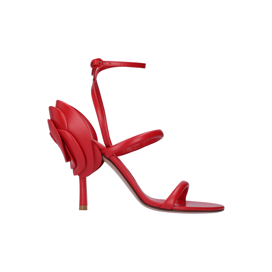 발렌티노 4W2SOIF3 가라바니 아카이브 로즈루슈 힐 샌들 카프스킨 딥 레드 37(Valentino Garavani Archive Rose Rush Heel Sandals in Deep Red)