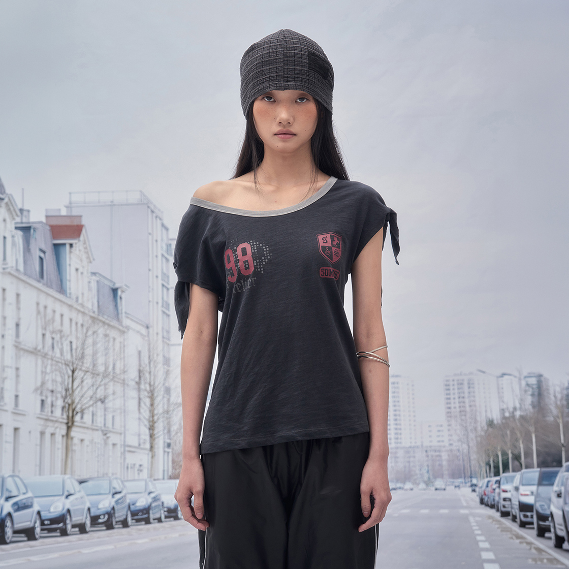 솜속 리코 엠블럼 타이드 탑 챠콜(SOMSOC Rico Emblem Tied Top Charcoal) - 2