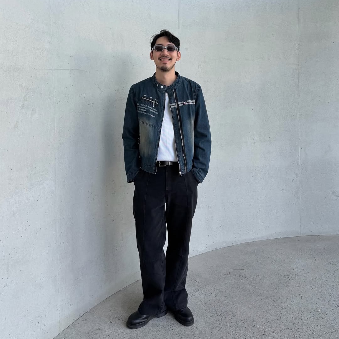 SPORT CHAMBER SC Denim Biker Jacket INDIGO 착용 스타일 - 2