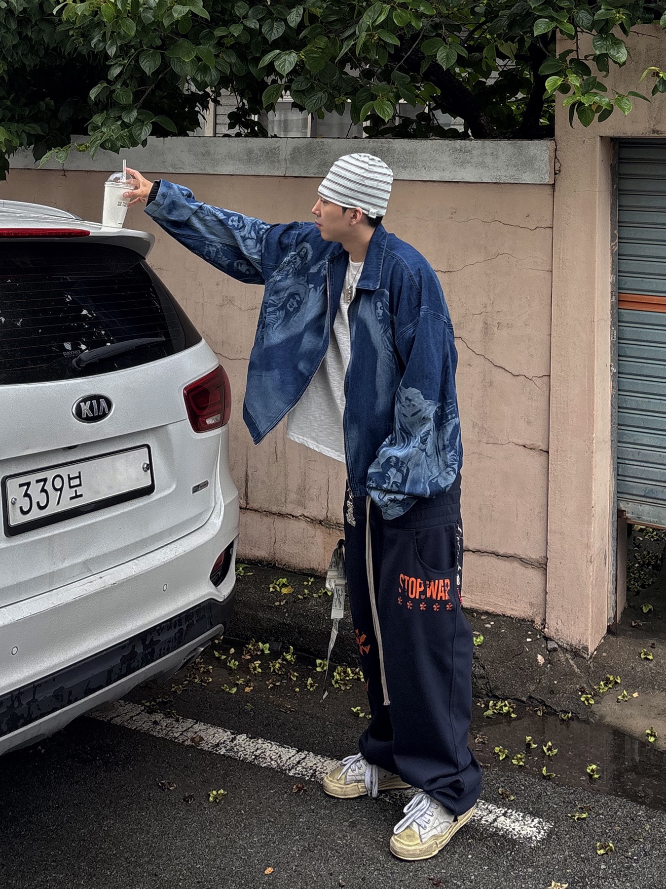 Wapworks Layered Waist System Sweatpants Navy, Not New Nn Label Stripe Beanie Navy 착용 스타일 - 2