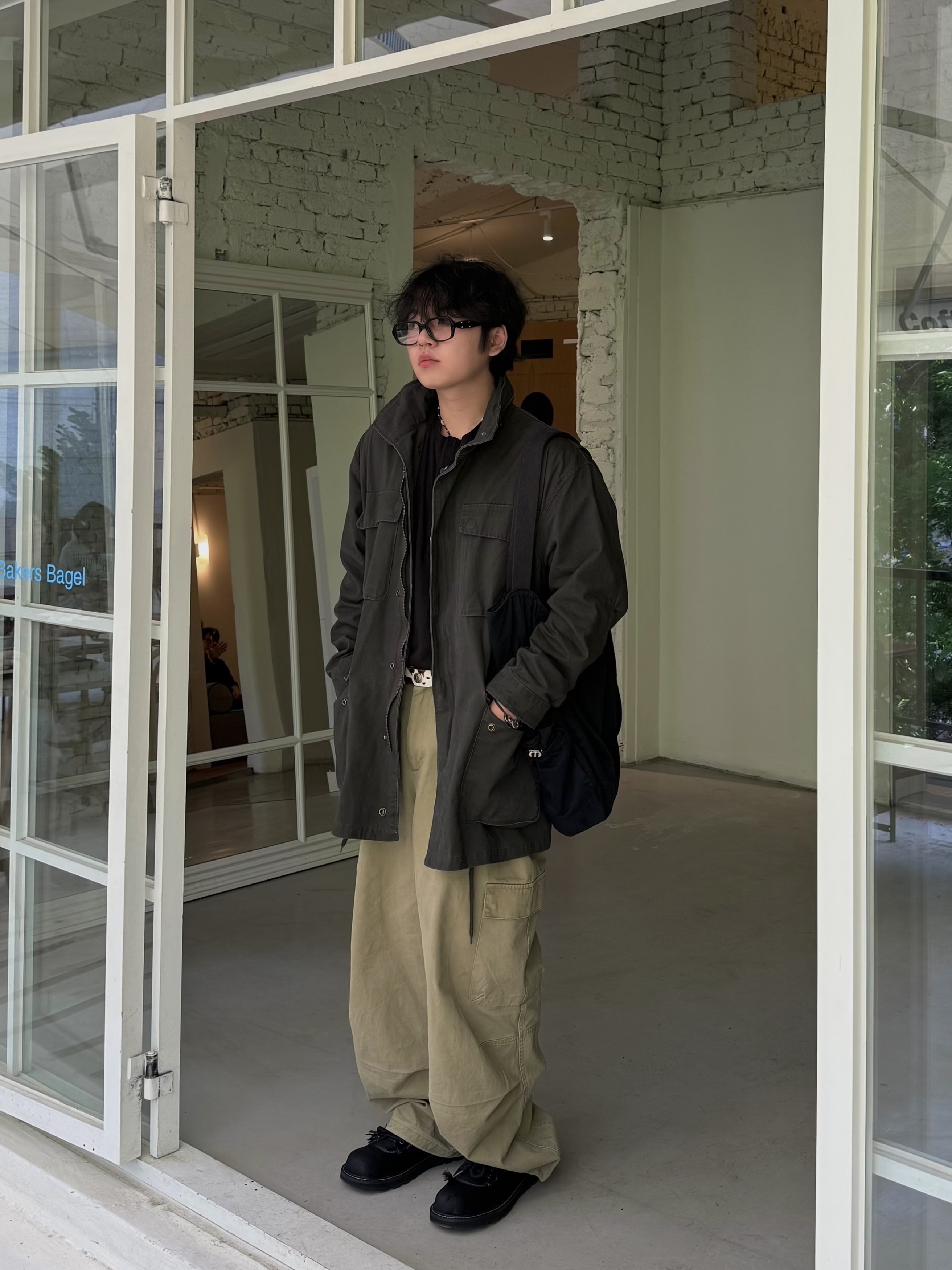 noun Washed Cargo Pants Beige 착용 스타일 - 6