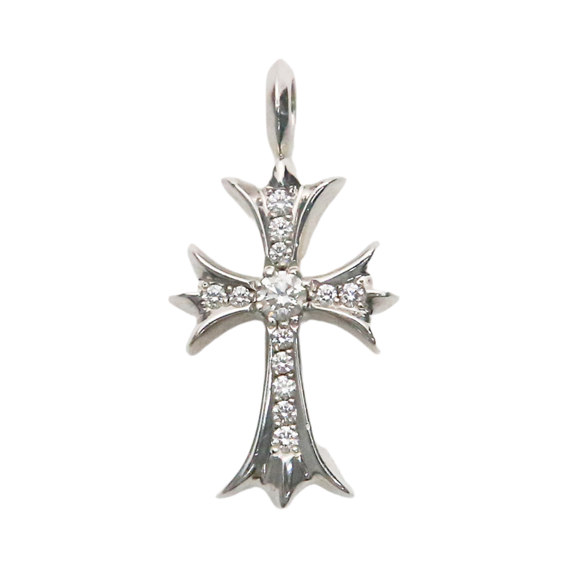 한스룸 크롬하츠 18K 화이트골드 타이니팻 크로스참 파베 다이아(Hansroom Chrome Hearts 18KWG Tiny Fat Cross Charm Pave Dia)