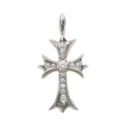 Hansroom Chrome Hearts 18KWG Tiny Fat Cross Charm Pave Dia