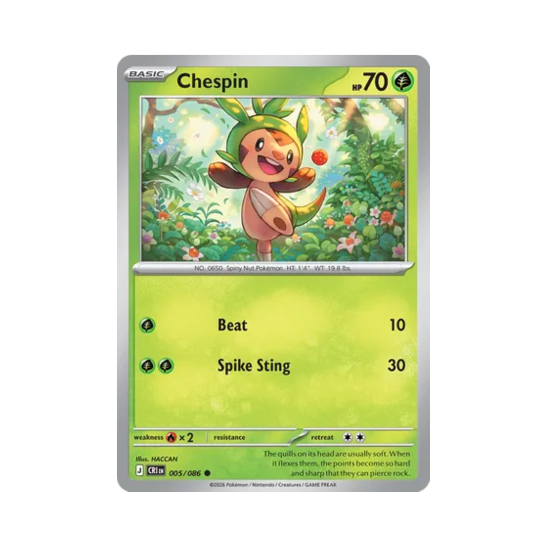 포켓몬 TCG 도치마론 C 카오스 라이징 (영문판)(Pokemon TCG Chespin C Chaos Rising (English Ver.)) - 1