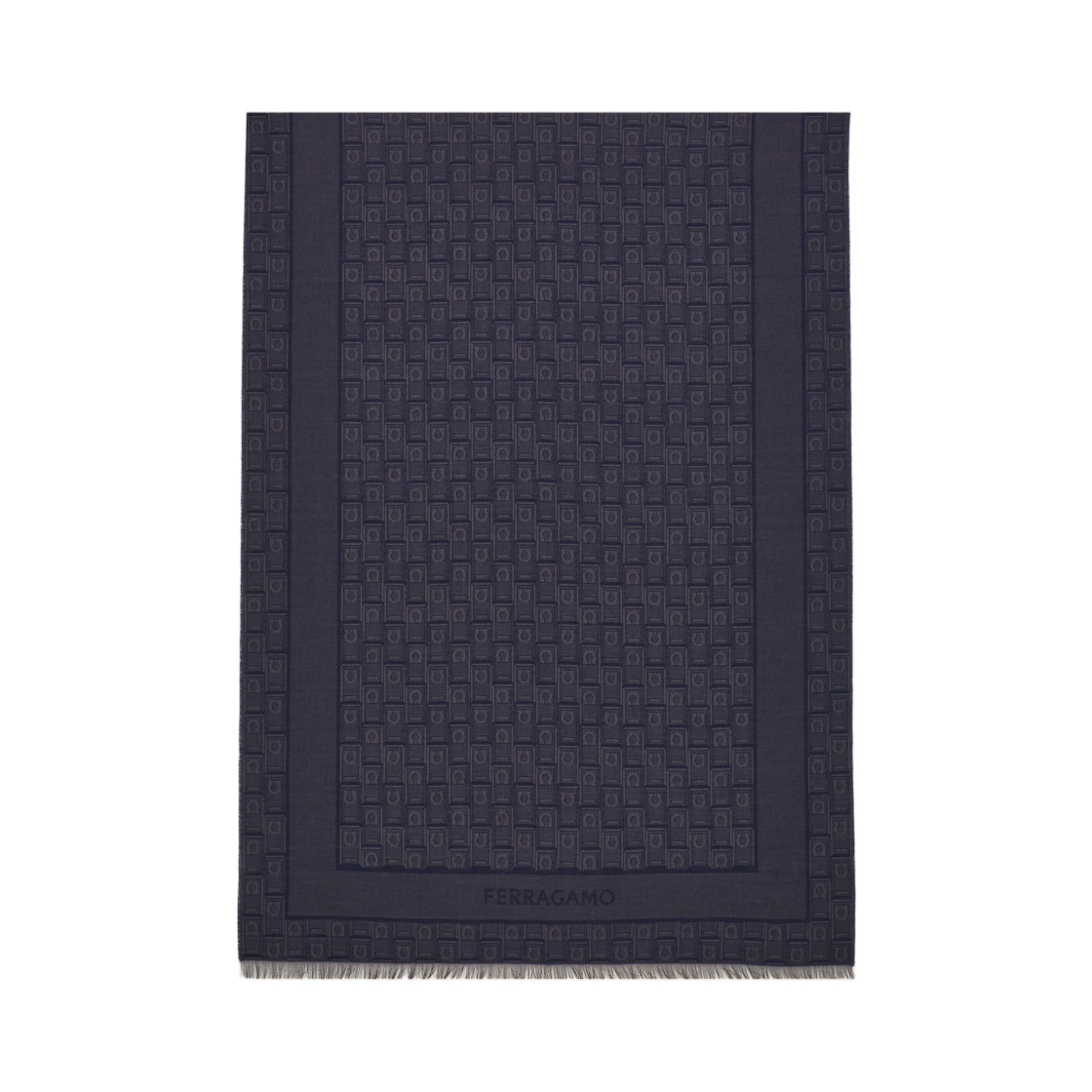 520121-776150 Ferragamo Gancini Monogram Jacquard Stole Dark Navy