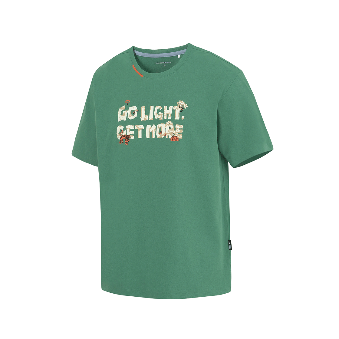 제로그램 x 산 GO LIGHT GET MORE 그래픽 티셔츠(ZEROGRAM x SANN Go Light Get More Frontgraphic SS Green)