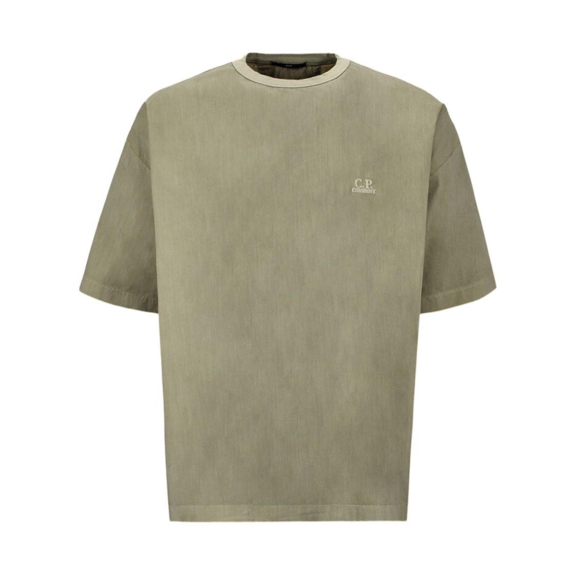 20CMTS239K006439G610 C.P. Company 50 Fili Stretch Boxy Short Sleeve T-Shirt Moss Gray Green - 26SS