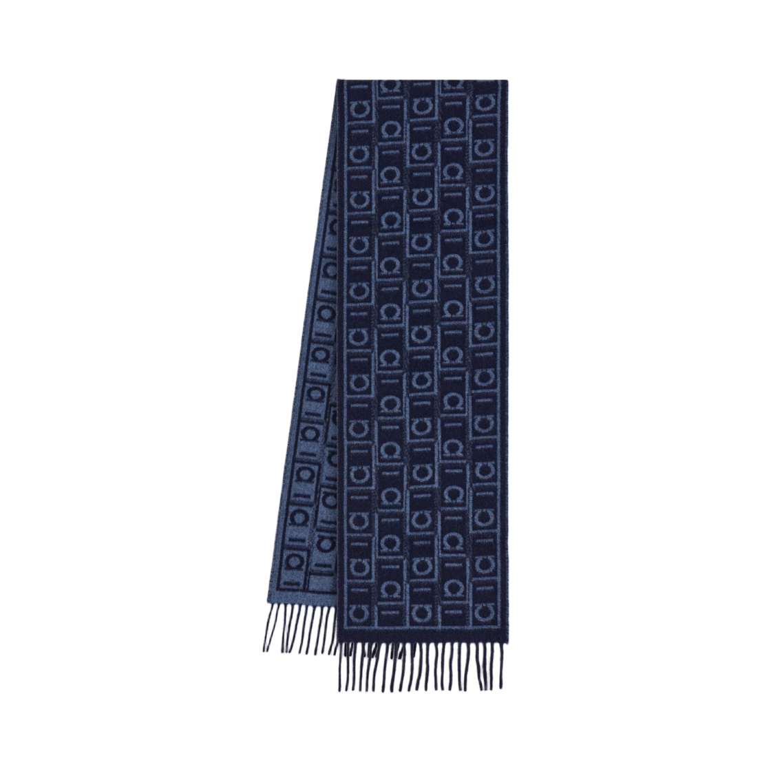 520125-779247 Ferragamo Monogram Scarf Navy Blue Oxford Blue