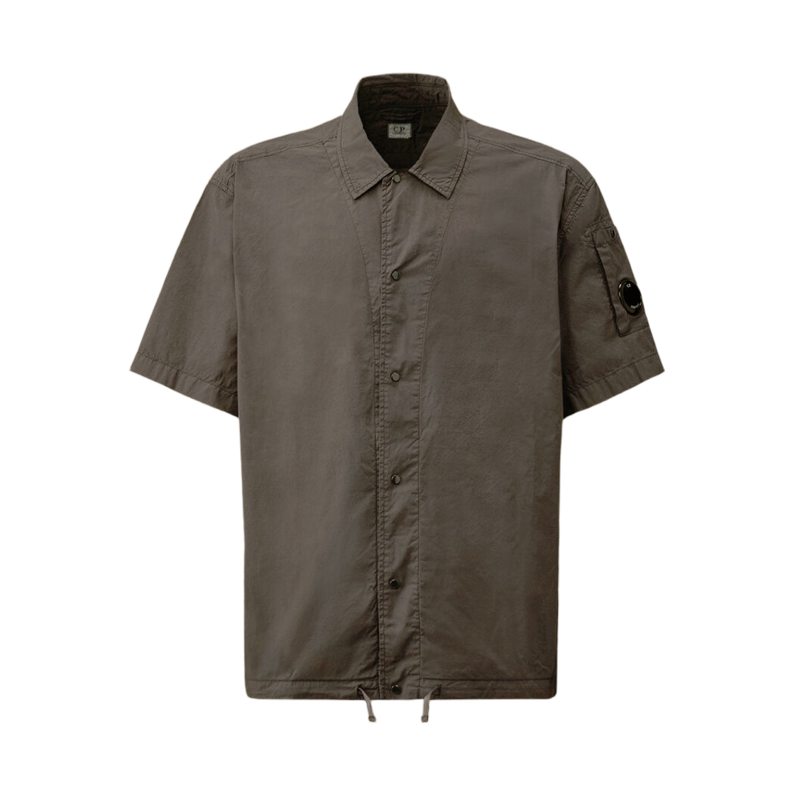 20CMOS316K006439G921 C.P. Company 50 Fili Stretch Short Sleeve Button Overshirt Gunmetal Grey - 26SS