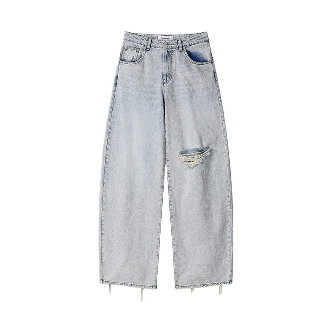 (W) 토니웩 디스트레스드 와이드 레그 데님 진 워시드 라이트 블루((W) Tonywack Distressed Wide Leg Denim Jeans Washed Light Blue) - 1