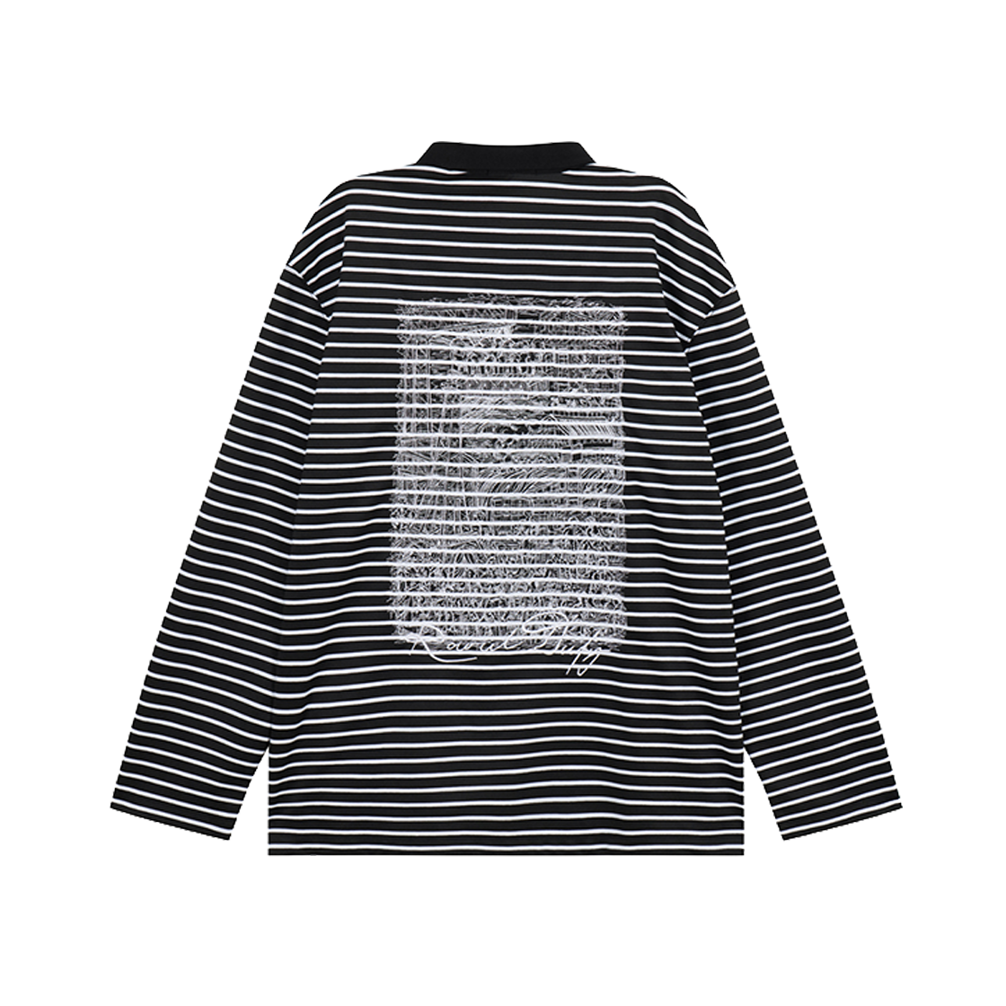 BI2TS210BK ZIOSONGZIO COLLECTION Raoul Dufy Stripe Collared Long Sleeve Black