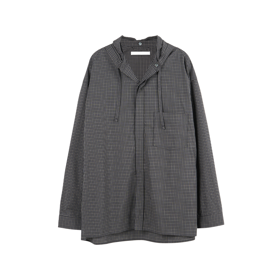 아마이유우츠 오프셋 체크 후디드 셔츠 블랙(Amaiyuutsu Offset Check Hooded Shirt Black)
