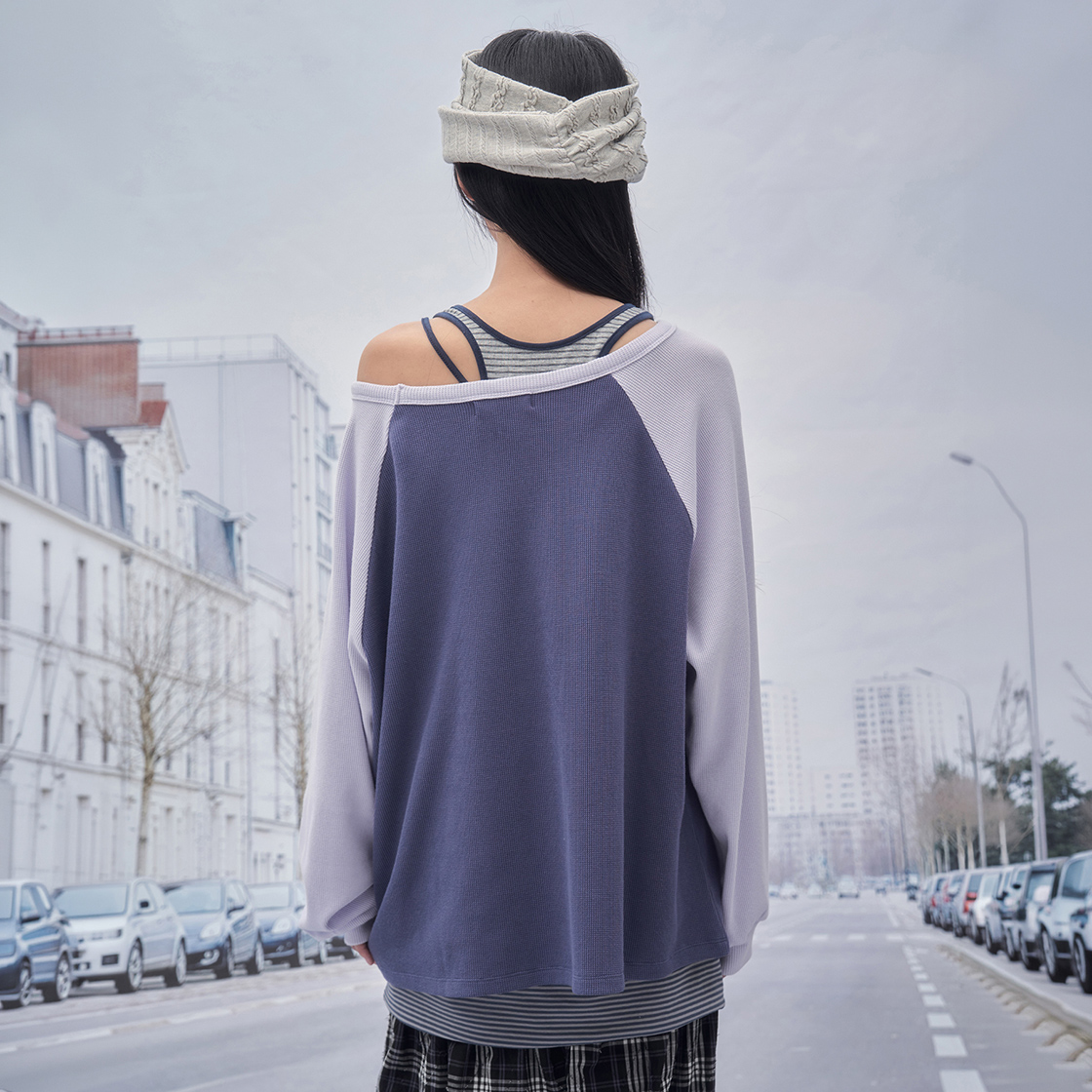 솜속 밀리 아트웍 레글런 탑 라벤더(SOMSOC Milli Artwork Raglan Top Lavender) - 3