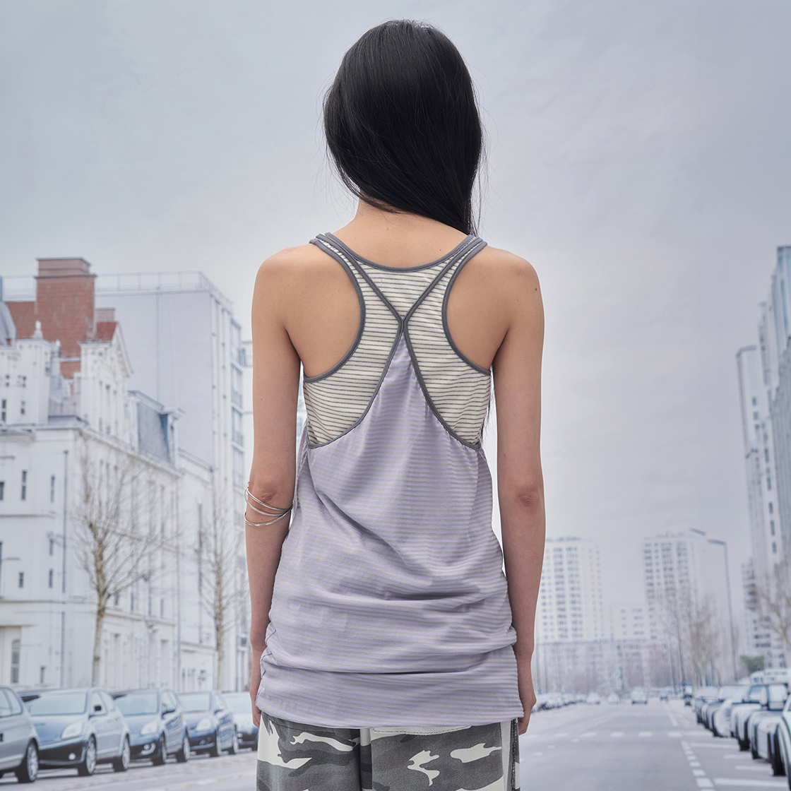솜속 이브 스트라이프 레이어드 롱 슬리브 모브(SOMSOC Eve Stripe Layered Long Sleeveless Mauve) - 3