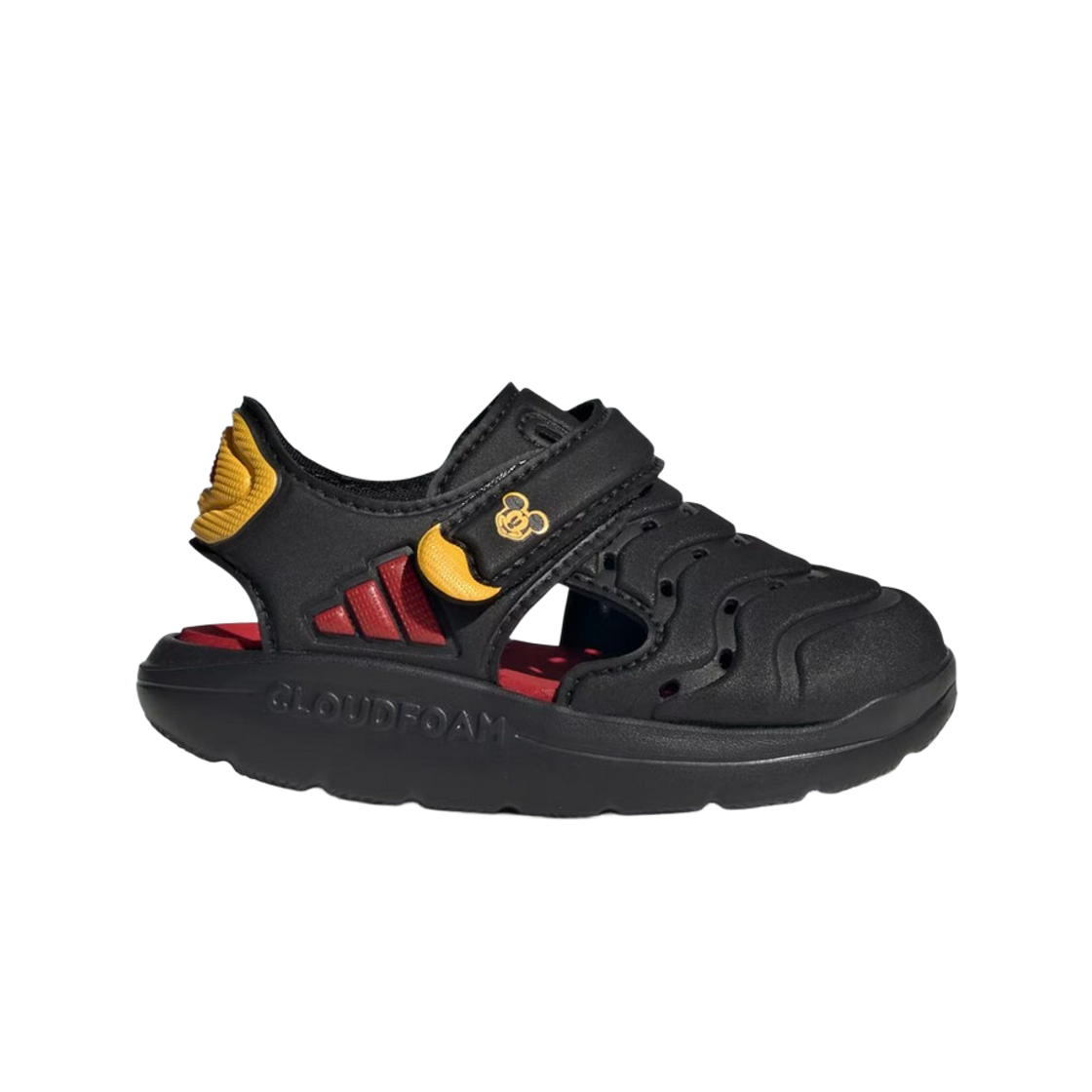 JQ4399 (Infant) Adidas x Disney Mickey Mouse Water Sandals Core Black Collegiate Red