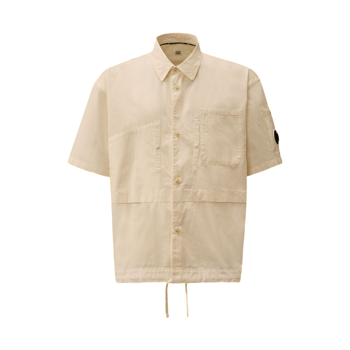 20CMSH317K110325G103 C.P. Company Micro-Reps Short Sleeve Button Shirt Gauze White - 26SS