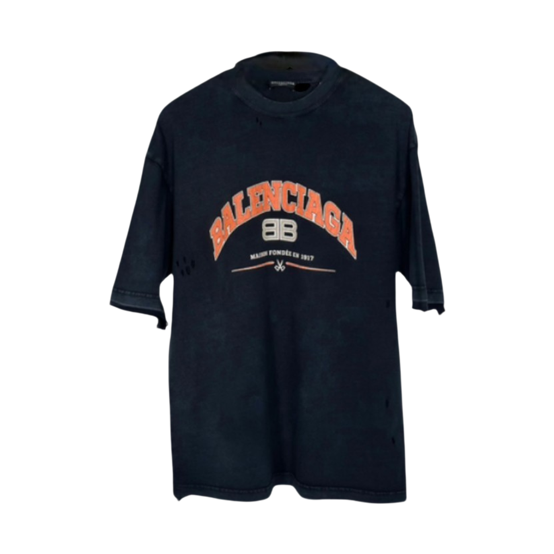 발렌시아가 남성 그래픽 로고 빈티지 프린팅 반팔 티셔츠 블랙(Balenciaga Men Graphic Logo Vintage Print T-Shirt Black)