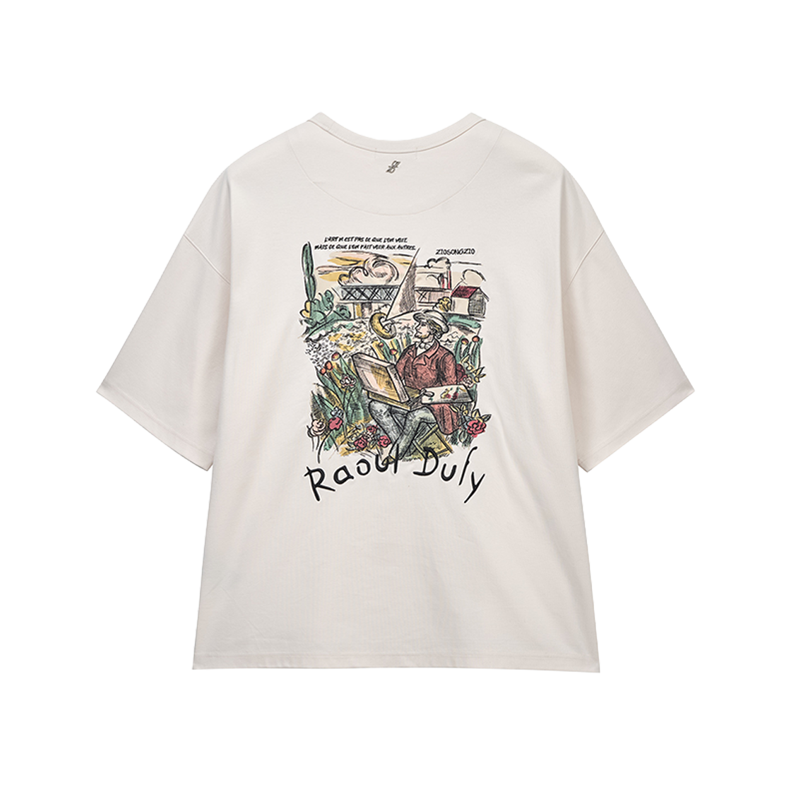 지오송지오 컬렉션 포쇼 아트워크 티셔츠 크림 BI3TS345CR(ZIOSONGZIO COLLECTION Pochoir Artwork T Shirt Cream) - 1