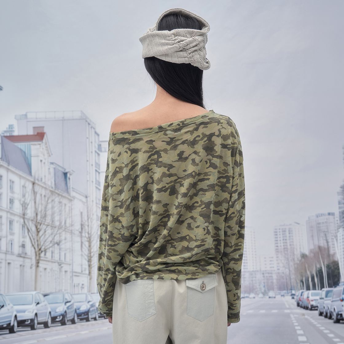 솜속 보에르 카모 비대칭 탑 그린(SOMSOC Voer Camo Asymmetry Top Green) - 3