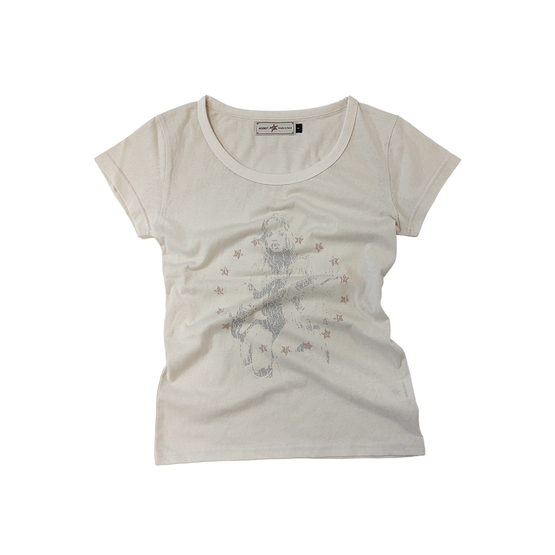 아오이로 언노운 걸 슬럽 티셔츠 빈티지 화이트(Aoiro Unknown Girl Slub T-Shirt Vintage White)