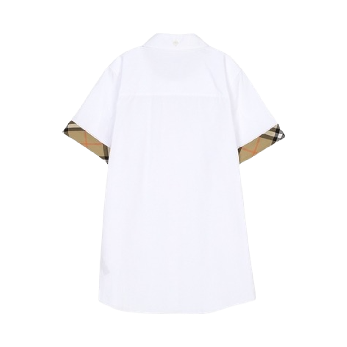 (키즈) 버버리 체크 트림 코튼 셔츠 화이트((Kids) Burberry Check Trim Cotton Shirt White) - 2