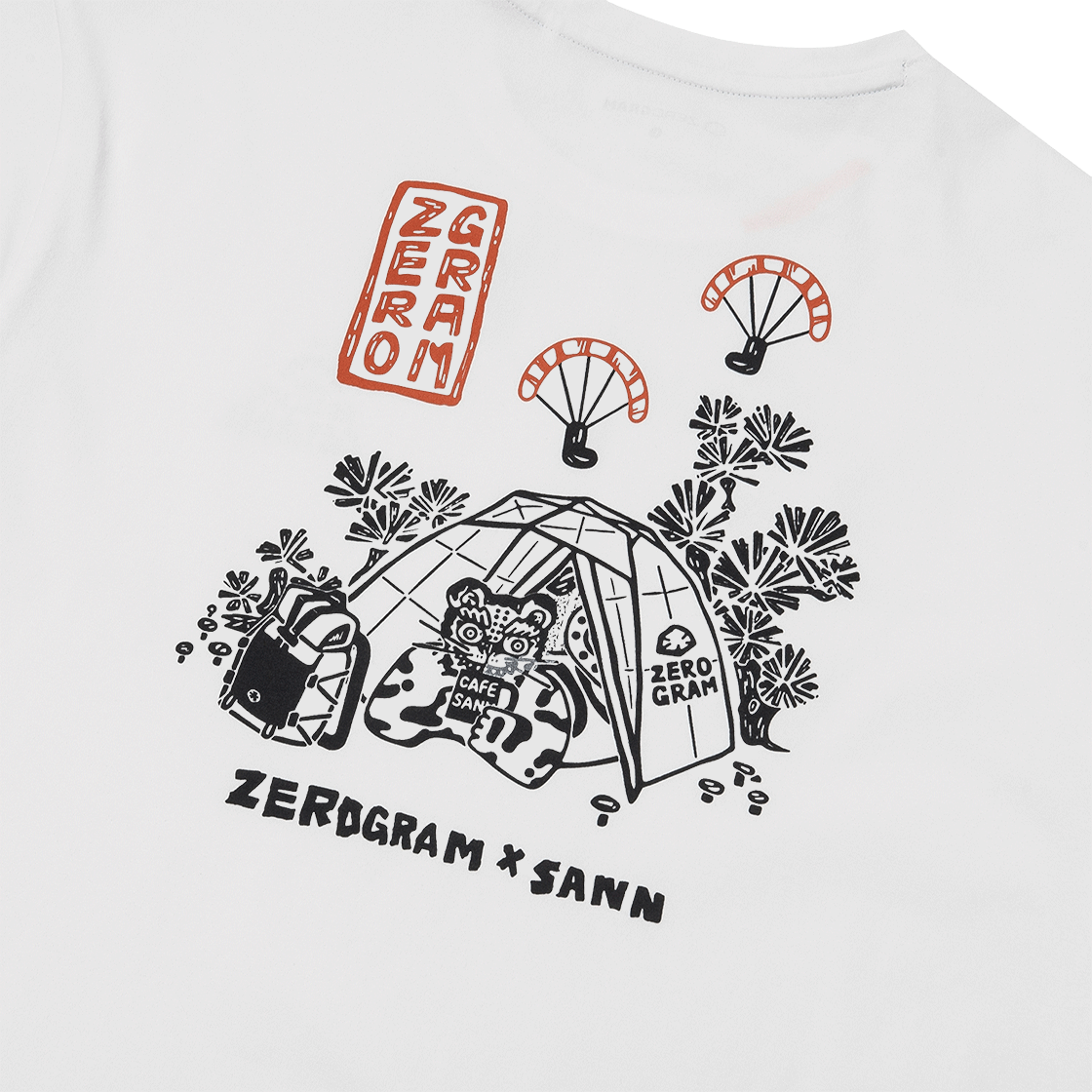제로그램 x 산 타이거인더텐트 그래픽 티셔츠(ZEROGRAM x SANN Tiger In The Tent Backgraphic SS White) - 4