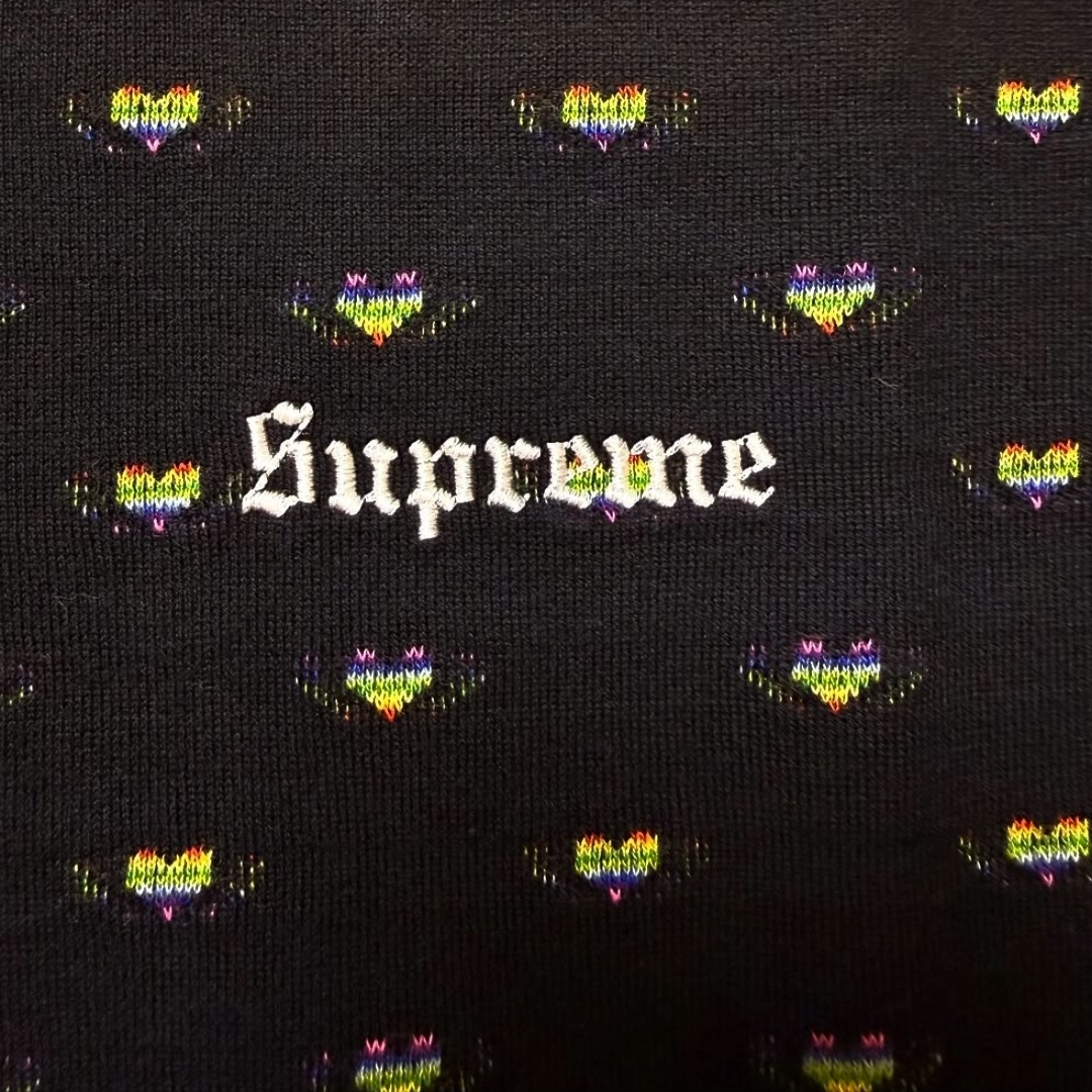 Supreme Hearts Intarsia Ringer T-Shirt Black - 26SS 착용 스타일