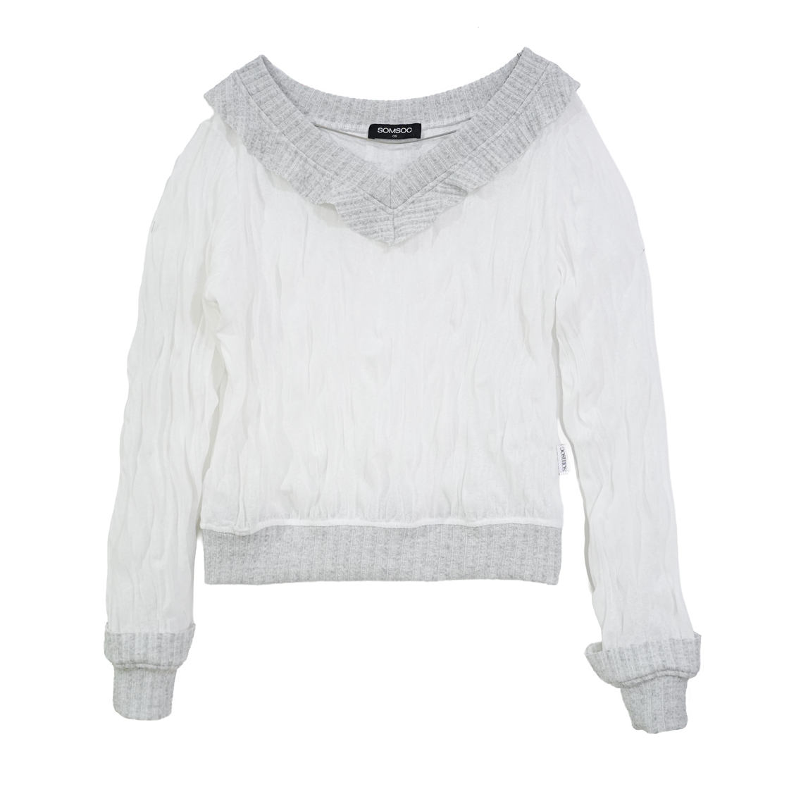 솜속 딤 링클 로우컷 스웻셔츠 화이트(SOMSOC Dim Wrinkle Raw-Cut Sweatshirt White)