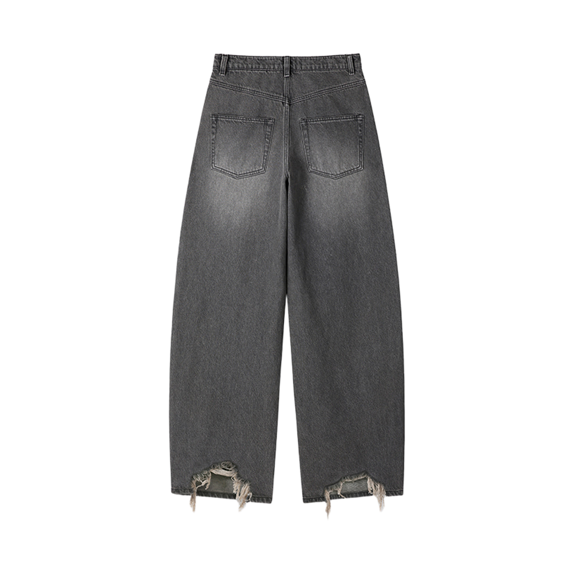 (W) 토니웩 디스트레스드 와이드 레그 데님 진 워시드 블랙((W) Tonywack Distressed Wide Leg Denim Jeans Washed Black) - 2