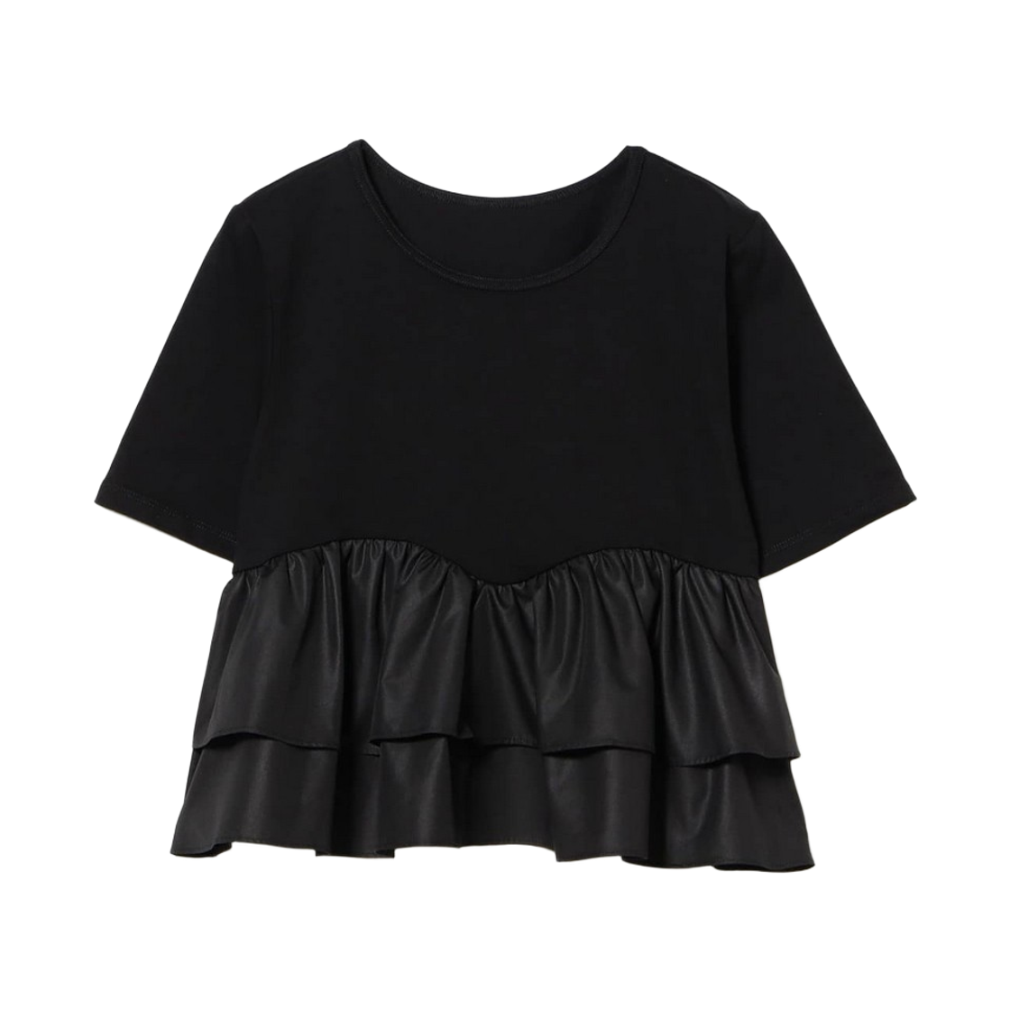 61-04-1499-101 (W) Ray Beams Tiered Cut-Off T-Shirt Black