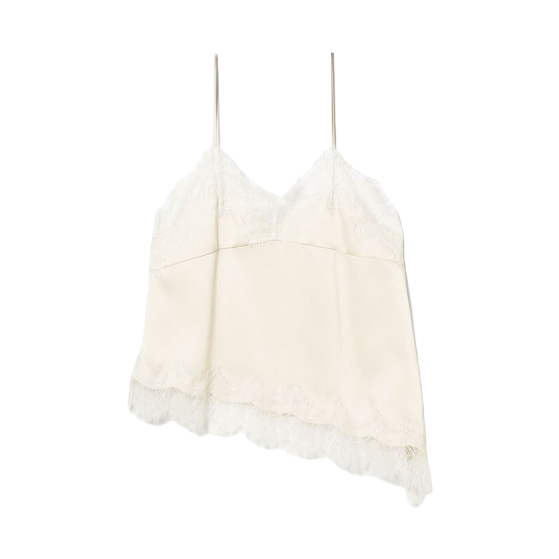 61-01-1057-462 (W) Ray Beams Lace Trimmed Satin Camisole White