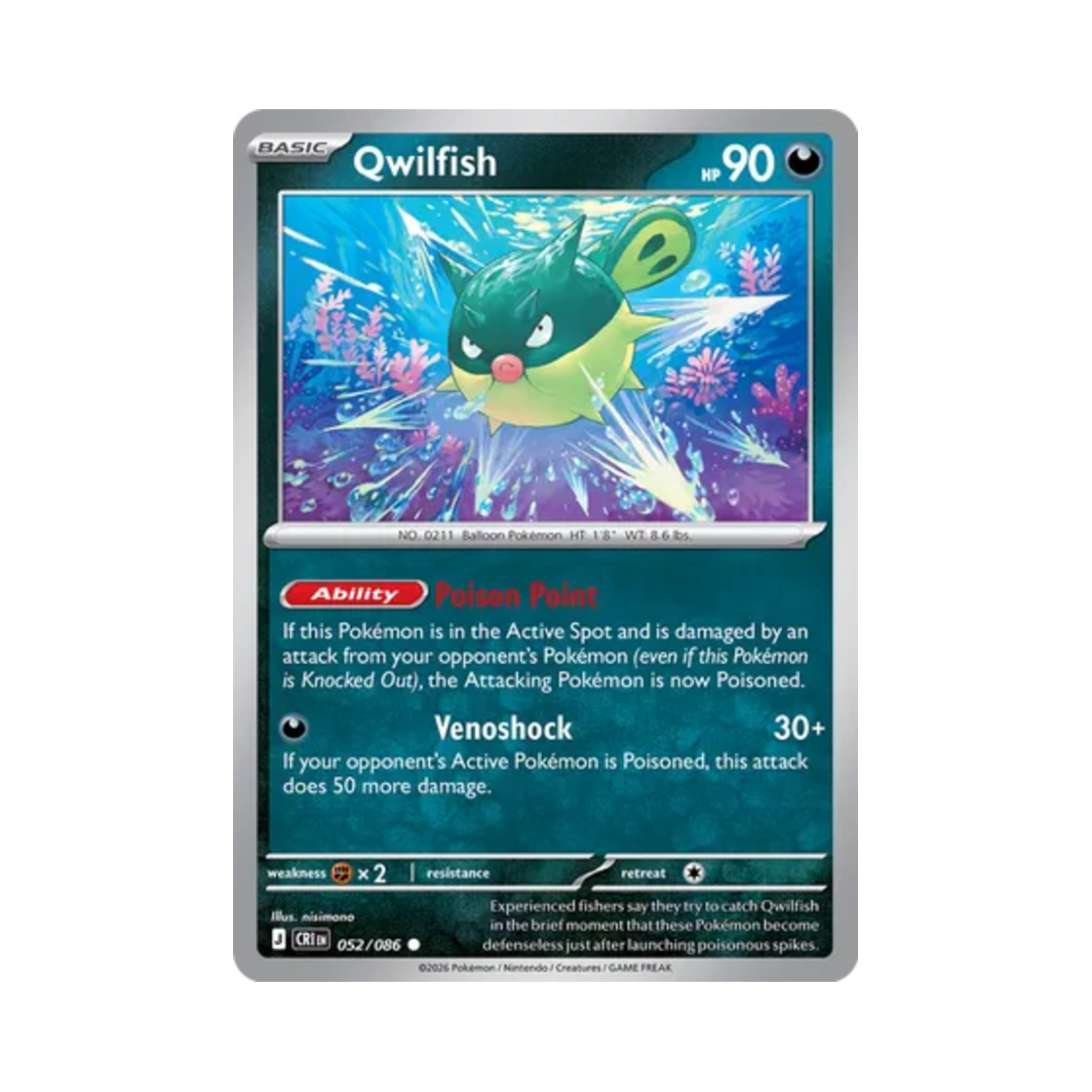 포켓몬 TCG 침바루 C 카오스 라이징 (영문판)(Pokemon TCG Qwilfish C Chaos Rising (English Ver.)) - 1