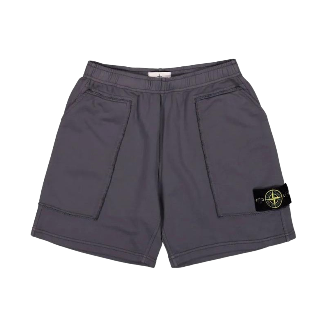 L1S1562000-22S0051-V002D Stone Island 6200022 Organic Cotton Fleece Loose-Wide-Leg-Fit Jogger Shorts with Pockets Blue Grey - 26SS