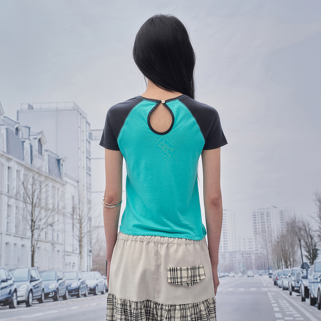 솜속 보니 레글런 백 컷아웃 티셔츠 제이드(SOMSOC Bonnie Raglan Back Cut-Out T-Shirt Jade) - 3