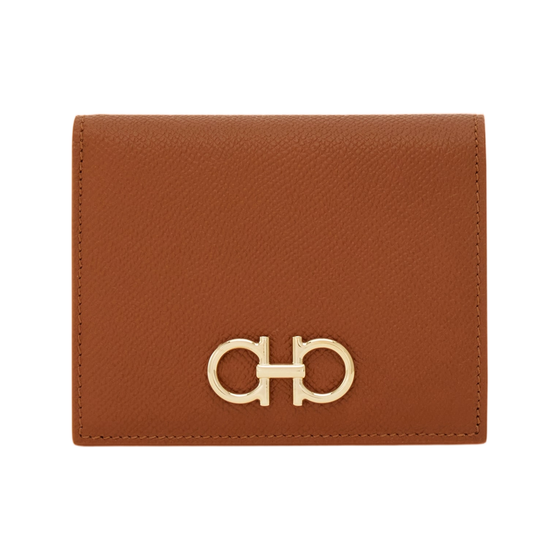 22D780-789857 Ferragamo Gancini Compact Wallet Natural Brown