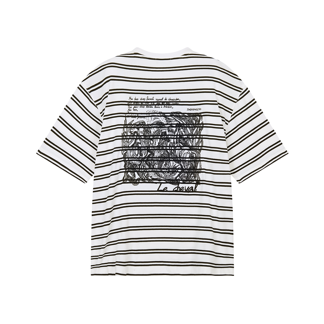 BI3TS338BK ZIOSONGZIO COLLECTION Cortege Stripe Button T Shirt Black
