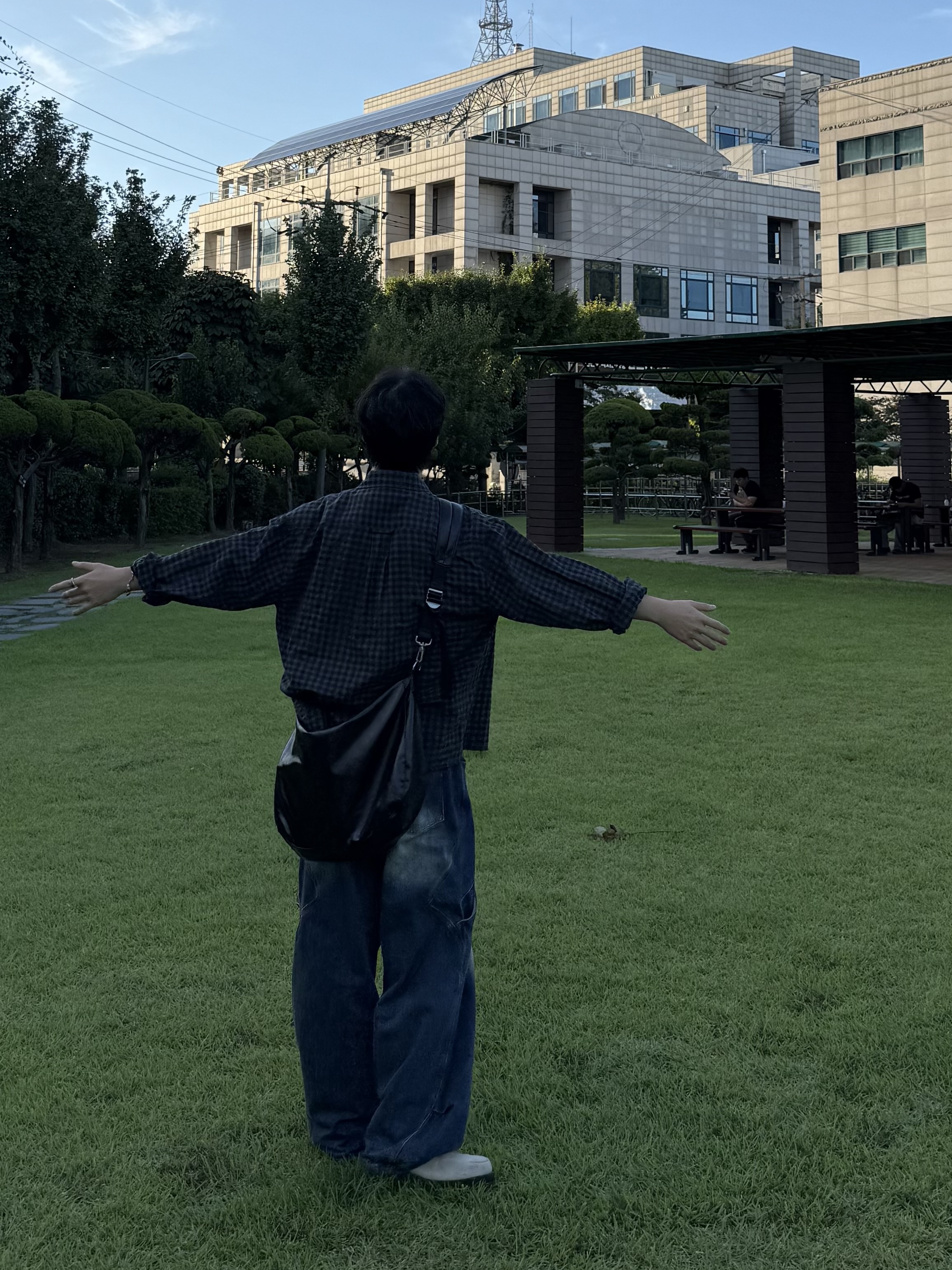 noun Side Line Cargo Denim Pants Blue 착용 스타일 - 3