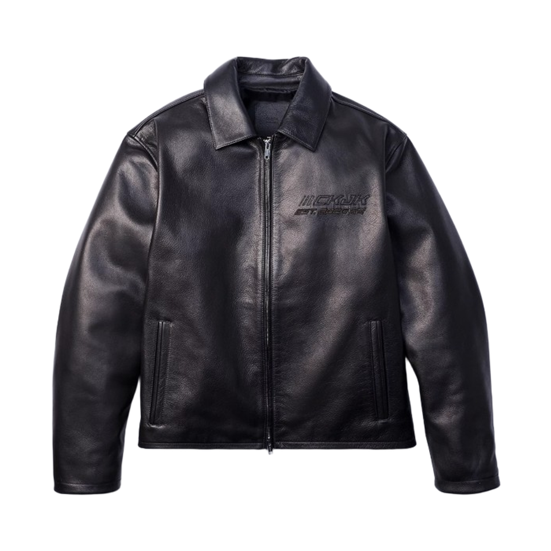 캘빈 클라인 x 정국 레더 레이서 자켓 블랙(Calvin Klein x Jung Kook Leather Racer Jacket Black)